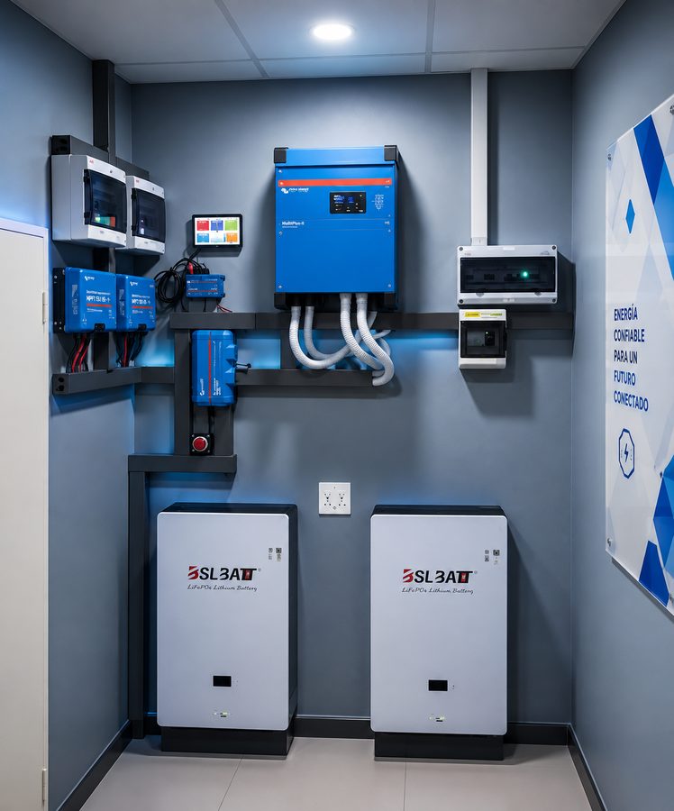 Instalación real de un sistema eBAT+ fijo en cuarto técnico